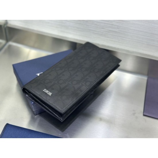 Replica di lusso Portafoglio lungo Dior a due ante Dior Oblique Galaxy nero Imitazioni Cloni Portafoglio lungo Dior a due ante Dior Oblique Galaxy nero firmate