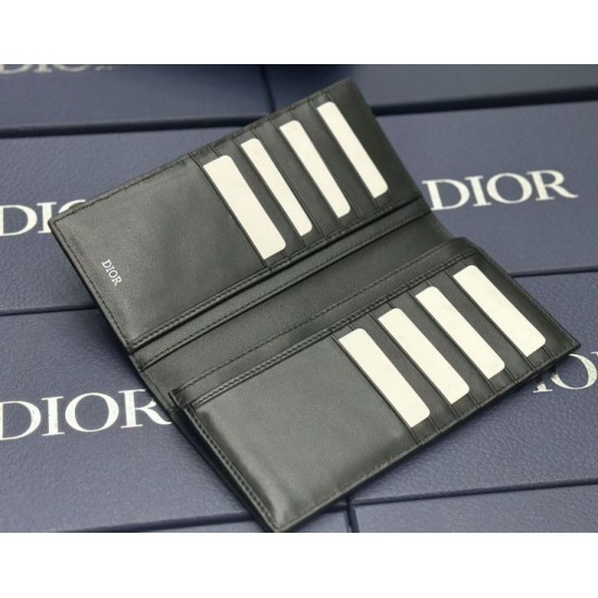 Replica di lusso Portafoglio lungo verticale da uomo Dior con motivo a diamante CD Imitazioni Cloni Portafoglio lungo verticale da uomo Dior con motivo a diamante CD firmate