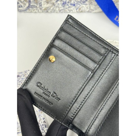 Replica di lusso Borse Portacarte Lady Dior con patta e l'iconica impuntura Cannage Nero Imitazioni Replica Borse Portacarte Lady Dior con patta e l'iconica impuntura Cannage Nero firmate
