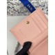 Cloni Portafoglio Dior Caro Dahlia in morbida pelle di vitello cannage Rosa firmate