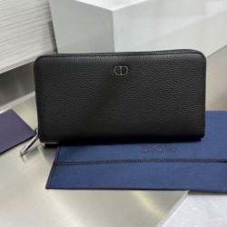 Replica di lusso Alta gamma Portafoglio lungo con cerniera Dior CD Icon in pelle di vitello martellata nera Imitazioni Cloni Alta gamma replica Portafoglio lungo con cerniera Dior CD Icon in pelle di vitello martellata nera firmate