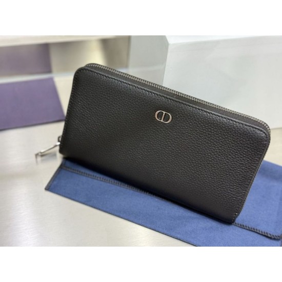 Replica di lusso Alta gamma Portafoglio lungo con cerniera Dior CD Icon in pelle di vitello martellata nera Imitazioni Cloni Alta gamma replica Portafoglio lungo con cerniera Dior CD Icon in pelle di vitello martellata nera firmate