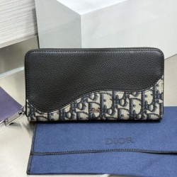 Replica di lusso Borse Portafoglio lungo con cerniera Dior Saddle jacquard Oblique Dior beige/nero Imitazioni Replica Borse Portafoglio lungo con cerniera Dior Saddle jacquard Oblique Dior beige/nero firmate