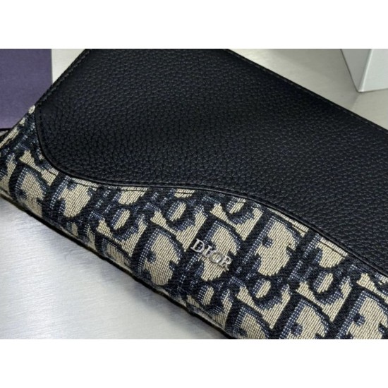 Replica di lusso Borse Portafoglio lungo con cerniera Dior Saddle jacquard Oblique Dior beige/nero Imitazioni Replica Borse Portafoglio lungo con cerniera Dior Saddle jacquard Oblique Dior beige/nero firmate