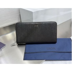 Portafoglio lungo con cerniera Dior jacquard obliquo nero Portafoglio lungo con cerniera Dior jacquard obliquo nero