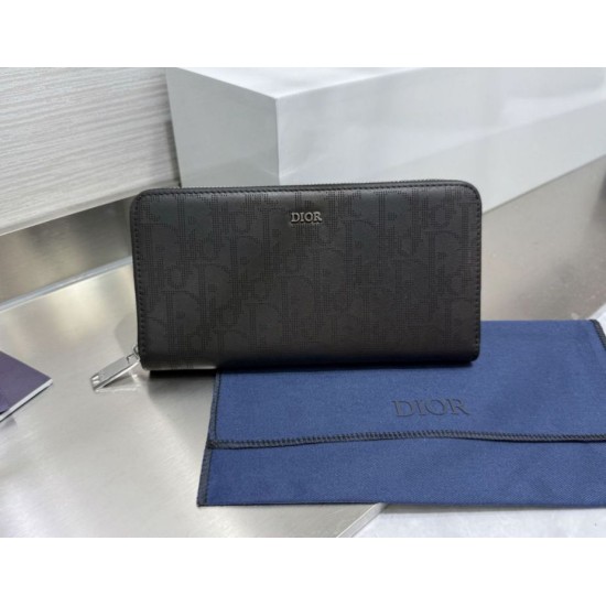 Replica di lusso Portafoglio lungo con cerniera Dior jacquard obliquo nero Imitazioni Cloni Portafoglio lungo con cerniera Dior jacquard obliquo nero firmate