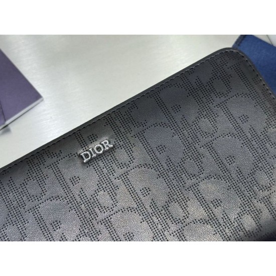 Replica di lusso Portafoglio lungo con cerniera Dior jacquard obliquo nero Imitazioni Cloni Portafoglio lungo con cerniera Dior jacquard obliquo nero firmate