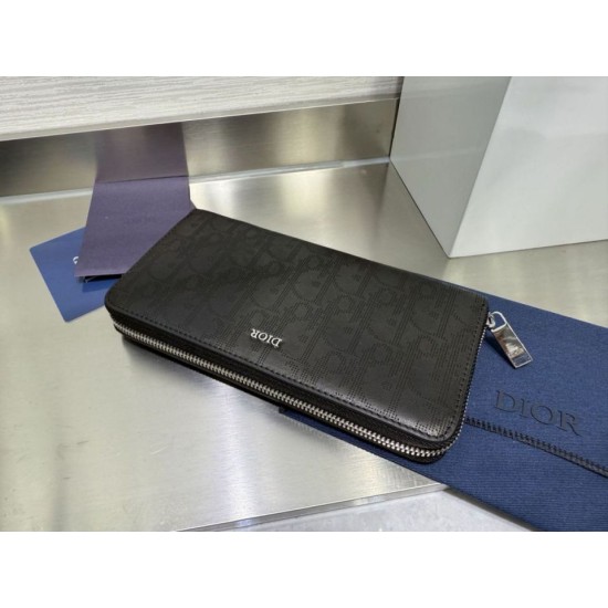 Replica di lusso Portafoglio lungo con cerniera Dior jacquard obliquo nero Imitazioni Cloni Portafoglio lungo con cerniera Dior jacquard obliquo nero firmate