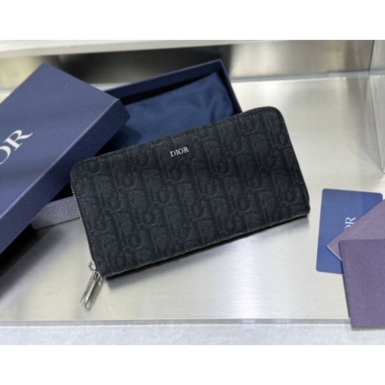 Replica di lusso Pari Dettagli perfetti Portafoglio lungo con cerniera Dior jacquard obliquo nero Imitazioni Cloni Pari replica Dettagli perfetti Portafoglio lungo con cerniera Dior jacquard obliquo nero firmate