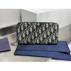 Portafoglio lungo con cerniera Dior jacquard obliquo beige/nero Portafoglio lungo con cerniera Dior jacquard obliquo beige/nero