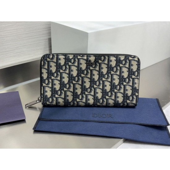Replica di lusso Portafoglio lungo con cerniera Dior jacquard obliquo beige/nero Imitazioni Cloni Portafoglio lungo con cerniera Dior jacquard obliquo beige/nero firmate