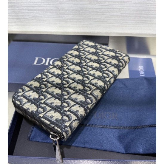 Replica di lusso Portafoglio lungo con cerniera Dior jacquard obliquo beige/nero Imitazioni Cloni Portafoglio lungo con cerniera Dior jacquard obliquo beige/nero firmate