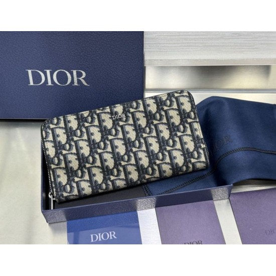 Replica di lusso Portafoglio lungo con cerniera Dior jacquard obliquo beige/nero Imitazioni Cloni Portafoglio lungo con cerniera Dior jacquard obliquo beige/nero firmate