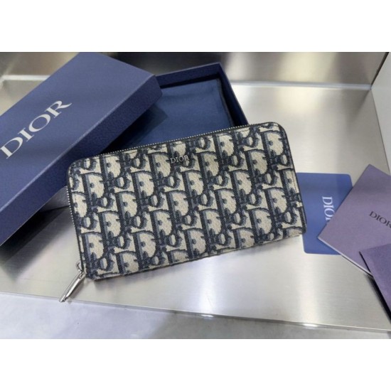 Replica di lusso Portafoglio lungo con cerniera Dior jacquard obliquo beige/nero Imitazioni Cloni Portafoglio lungo con cerniera Dior jacquard obliquo beige/nero firmate
