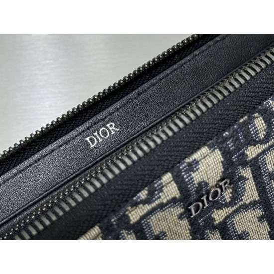 Replica di lusso Portafoglio lungo con cerniera Dior jacquard obliquo beige/nero Imitazioni Cloni Portafoglio lungo con cerniera Dior jacquard obliquo beige/nero firmate