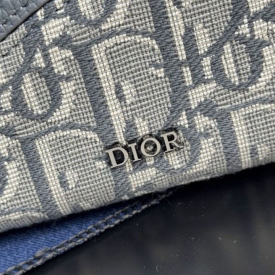 Replica di lusso Alta gamma Portafoglio lungo con zip Dior Saddle tela jacquard Oblique grigia Imitazioni Cloni Alta gamma replica Portafoglio lungo con zip Dior Saddle tela jacquard Oblique grigia firmate