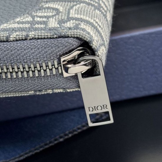 Replica di lusso Alta gamma Portafoglio lungo con zip Dior Saddle tela jacquard Oblique grigia Imitazioni Cloni Alta gamma replica Portafoglio lungo con zip Dior Saddle tela jacquard Oblique grigia firmate