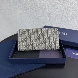 di alta qualità Portafoglio lungo con zip Dior Saddle tela jacquard Oblique di alta qualità Portafoglio lungo con zip Dior Saddle tela jacquard Oblique