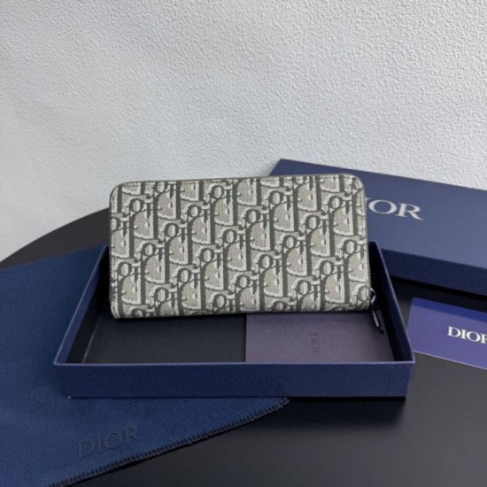 Replica di lusso di alta qualità Portafoglio lungo con zip Dior Saddle tela jacquard Oblique Imitazioni Cloni di alta qualità Portafoglio lungo con zip Dior Saddle tela jacquard Oblique firmate
