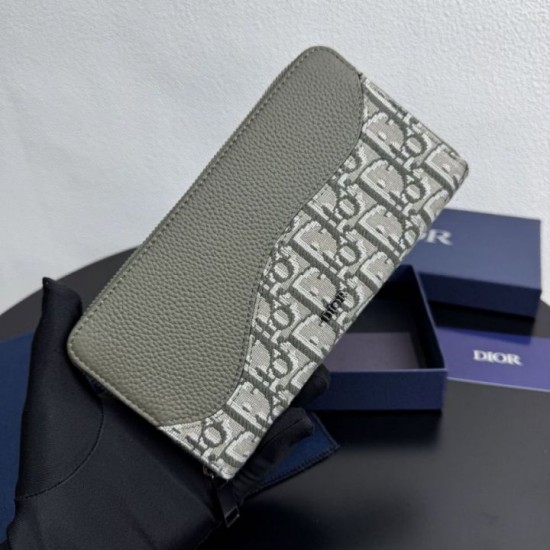 Replica di lusso di alta qualità Portafoglio lungo con zip Dior Saddle tela jacquard Oblique Imitazioni Cloni di alta qualità Portafoglio lungo con zip Dior Saddle tela jacquard Oblique firmate