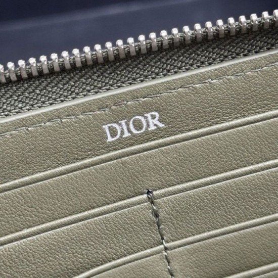 Replica di lusso di alta qualità Portafoglio lungo con zip Dior Saddle tela jacquard Oblique Imitazioni Cloni di alta qualità Portafoglio lungo con zip Dior Saddle tela jacquard Oblique firmate