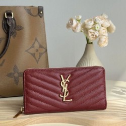 Cloni Pari replica Portafoglio YSL Saint Laurent Monogram Continental con cerniera Maroon firmate