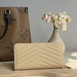 Cloni Qualità da grande replica Portafoglio YSL Saint Laurent Monogram Continental con cerniera Albicocca firmate