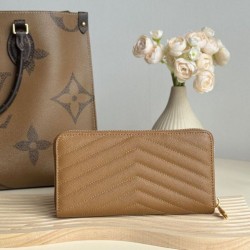 Replica di lusso Alta gamma Portafoglio YSL Saint Laurent Monogram Continental con cerniera Caramello Imitazioni Cloni Alta gamma replica Portafoglio YSL Saint Laurent Monogram Continental con cerniera Caramello firmate