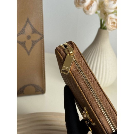 Cloni Alta gamma replica Portafoglio YSL Saint Laurent Monogram Continental con cerniera Caramello firmate