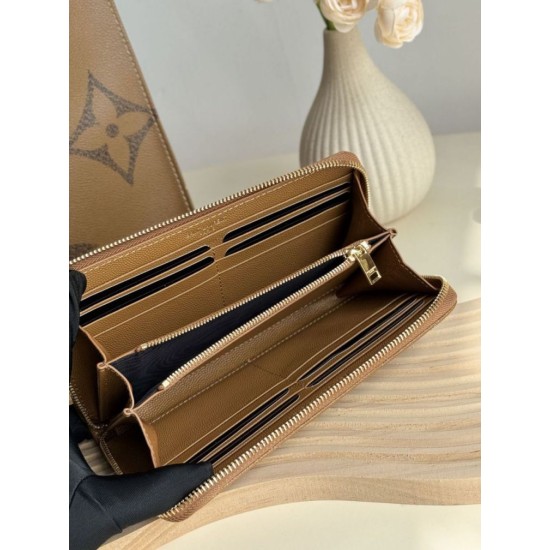 Cloni Alta gamma replica Portafoglio YSL Saint Laurent Monogram Continental con cerniera Caramello firmate