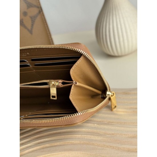 Cloni Alta gamma replica Portafoglio YSL Saint Laurent Monogram Continental con cerniera Caramello firmate