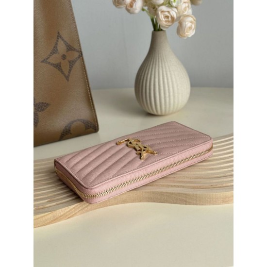 Replica di lusso Qualità da grande Portafoglio YSL Saint Laurent Monogram Continental con cerniera Rosa Imitazioni Cloni Qualità da grande replica Portafoglio YSL Saint Laurent Monogram Continental con cerniera Rosa firmate