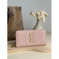 Qualità da grande Portafoglio YSL Saint Laurent Monogram Continental con cerniera Rosa