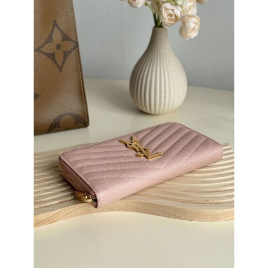 Replica di lusso Qualità da grande Portafoglio YSL Saint Laurent Monogram Continental con cerniera Rosa Imitazioni Cloni Qualità da grande replica Portafoglio YSL Saint Laurent Monogram Continental con cerniera Rosa firmate