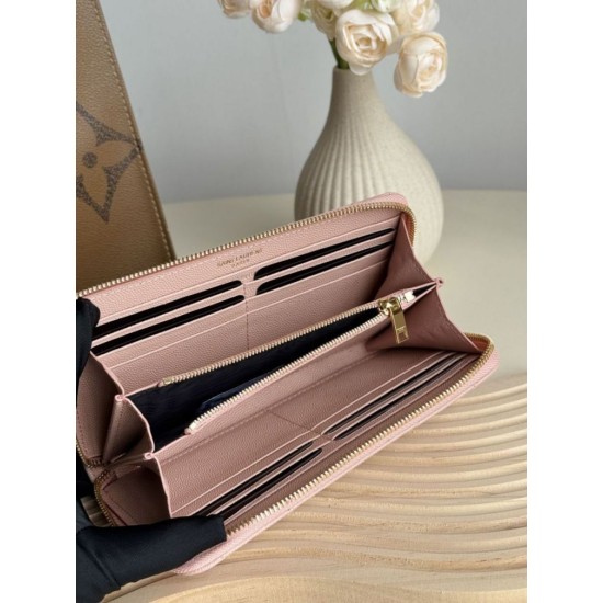 Replica di lusso Qualità da grande Portafoglio YSL Saint Laurent Monogram Continental con cerniera Rosa Imitazioni Cloni Qualità da grande replica Portafoglio YSL Saint Laurent Monogram Continental con cerniera Rosa firmate