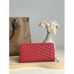 Portafoglio YSL Saint Laurent Monogram Continental con cerniera Rosso Portafoglio YSL Saint Laurent Monogram Continental con cerniera Rosso