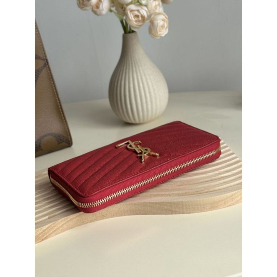 Replica di lusso Portafoglio YSL Saint Laurent Monogram Continental con cerniera Rosso Imitazioni Cloni Portafoglio YSL Saint Laurent Monogram Continental con cerniera Rosso firmate
