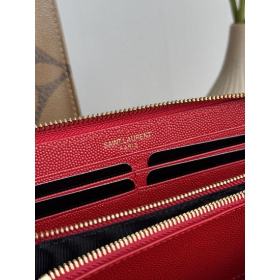 Replica di lusso Portafoglio YSL Saint Laurent Monogram Continental con cerniera Rosso Imitazioni Cloni Portafoglio YSL Saint Laurent Monogram Continental con cerniera Rosso firmate