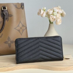 Cloni Qualità da grande replica Portafoglio YSL Saint Laurent Monogram Continental con cerniera Nero Oro firmate