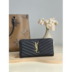 Qualità da grande Portafoglio YSL Saint Laurent Monogram Continental con cerniera Nero Oro