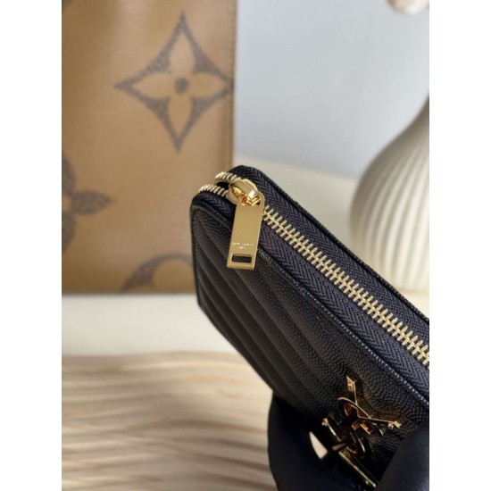 Replica di lusso Qualità da grande Portafoglio YSL Saint Laurent Monogram Continental con cerniera Nero Oro Imitazioni Cloni Qualità da grande replica Portafoglio YSL Saint Laurent Monogram Continental con cerniera Nero Oro firmate
