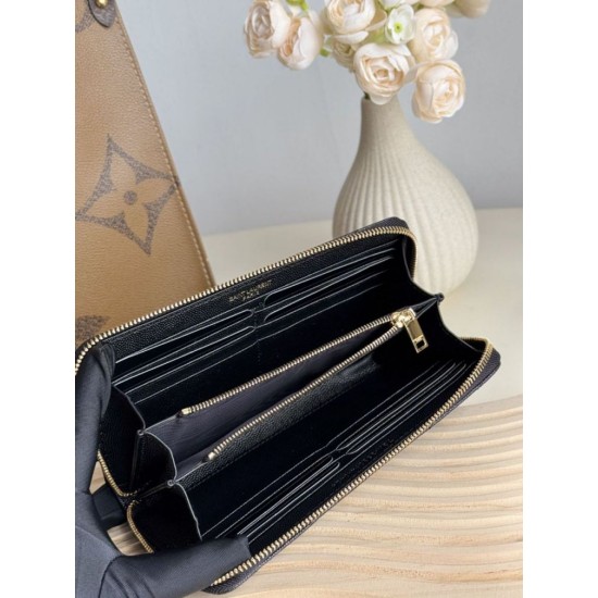 Replica di lusso Qualità da grande Portafoglio YSL Saint Laurent Monogram Continental con cerniera Nero Oro Imitazioni Cloni Qualità da grande replica Portafoglio YSL Saint Laurent Monogram Continental con cerniera Nero Oro firmate