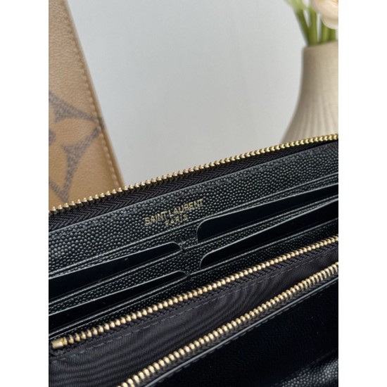Replica di lusso Qualità da grande Portafoglio YSL Saint Laurent Monogram Continental con cerniera Nero Oro Imitazioni Cloni Qualità da grande replica Portafoglio YSL Saint Laurent Monogram Continental con cerniera Nero Oro firmate
