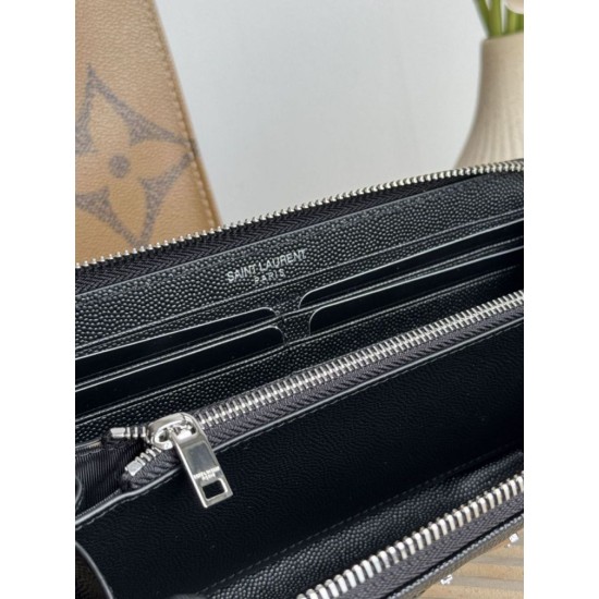 Replica di lusso Pari Dettagli perfetti Portafoglio YSL Saint Laurent Monogram Continental con cerniera Nero Argento Imitazioni Cloni Pari replica Dettagli perfetti Portafoglio YSL Saint Laurent Monogram Continental con cerniera Nero Argento firmate