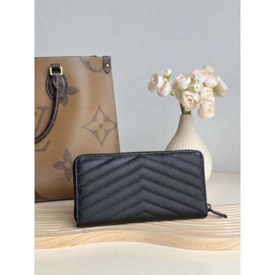 Replica di lusso Pari Portafoglio YSL Saint Laurent Monogram Continental con cerniera Nero Imitazioni Cloni Pari replica Portafoglio YSL Saint Laurent Monogram Continental con cerniera Nero firmate