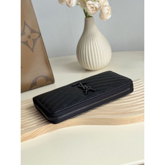 Replica di lusso Pari Portafoglio YSL Saint Laurent Monogram Continental con cerniera Nero Imitazioni Cloni Pari replica Portafoglio YSL Saint Laurent Monogram Continental con cerniera Nero firmate
