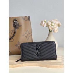 Pari Portafoglio YSL Saint Laurent Monogram Continental con cerniera Nero