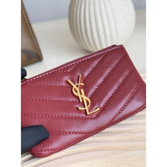Replica di lusso Porta carte con cerniera YSL Saint Laurent Cassandre Matelassé Fragments Rosso Imitazioni Cloni Porta carte con cerniera YSL Saint Laurent Cassandre Matelassé Fragments Rosso firmate