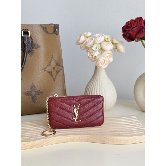 Replica di lusso Porta carte con cerniera YSL Saint Laurent Cassandre Matelassé Fragments Rosso Imitazioni Cloni Porta carte con cerniera YSL Saint Laurent Cassandre Matelassé Fragments Rosso firmate