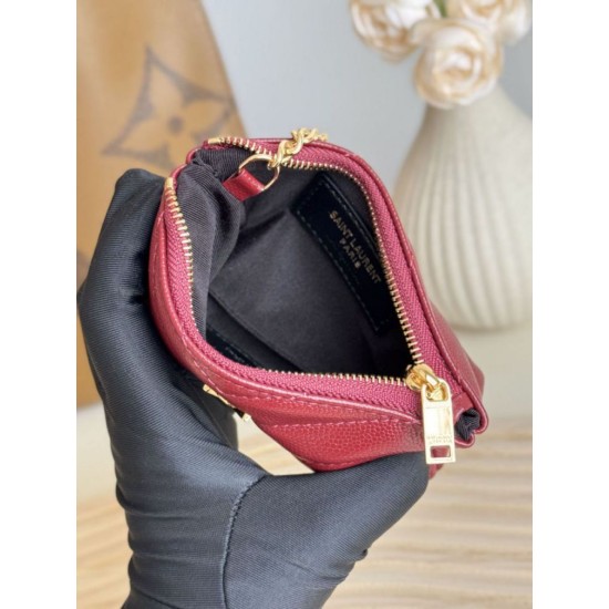 Replica di lusso Porta carte con cerniera YSL Saint Laurent Cassandre Matelassé Fragments Rosso Imitazioni Cloni Porta carte con cerniera YSL Saint Laurent Cassandre Matelassé Fragments Rosso firmate